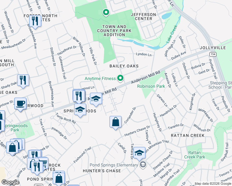 map of restaurants, bars, coffee shops, grocery stores, and more near 8601 Snowden Cove in Austin