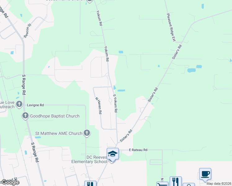 map of restaurants, bars, coffee shops, grocery stores, and more near 18012 Mary Drive in Ponchatoula