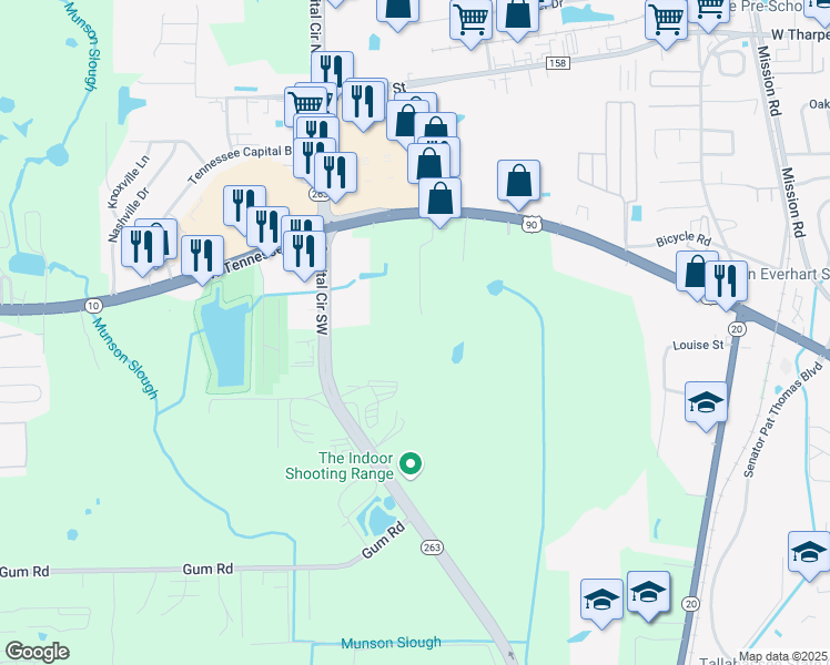 map of restaurants, bars, coffee shops, grocery stores, and more near 410 Junco Court in Tallahassee