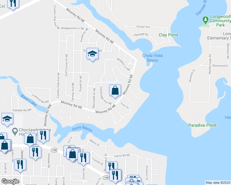 map of restaurants, bars, coffee shops, grocery stores, and more near 5 Stafford Circle Northeast in Fort Walton Beach