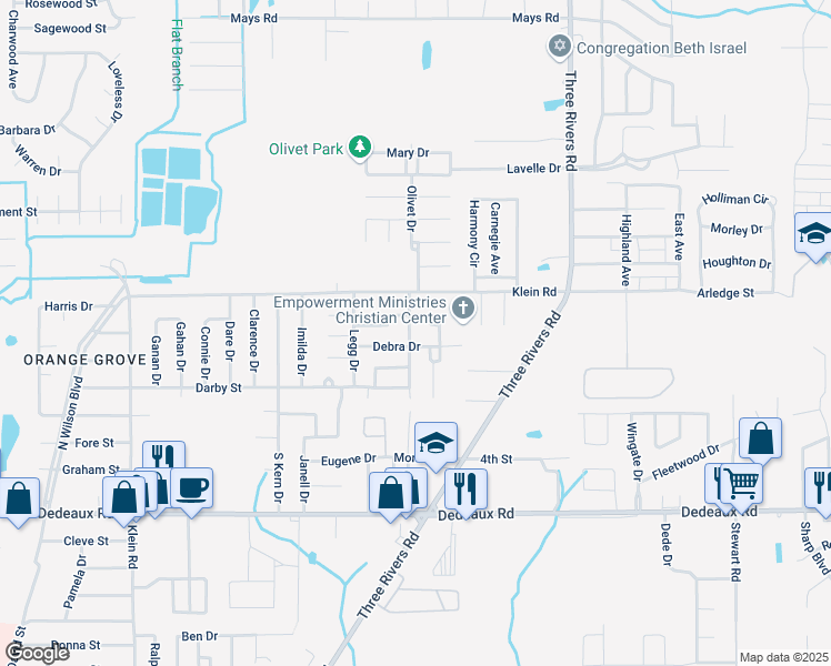 map of restaurants, bars, coffee shops, grocery stores, and more near 807 Beverly Drive in Gulfport