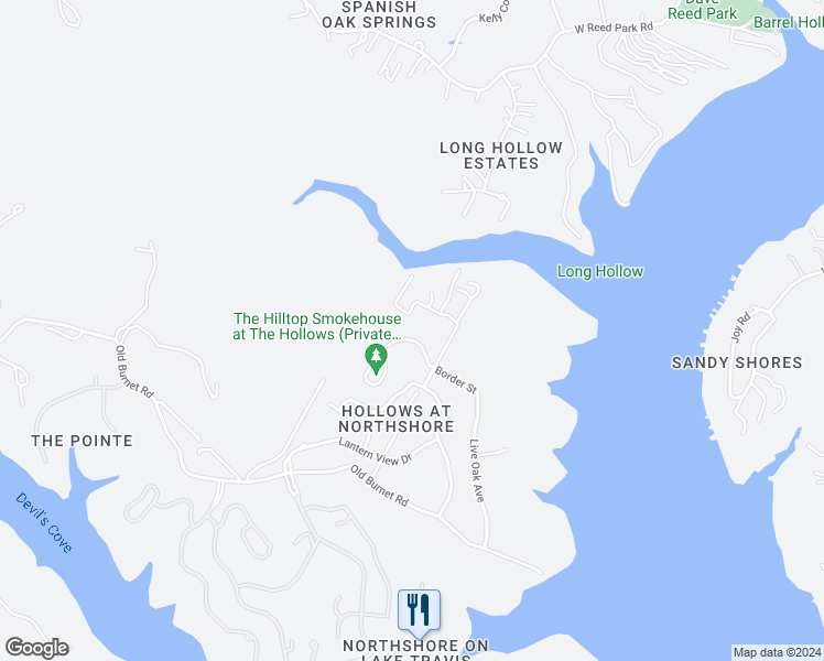 map of restaurants, bars, coffee shops, grocery stores, and more near 17804 Maritime Point in Jonestown