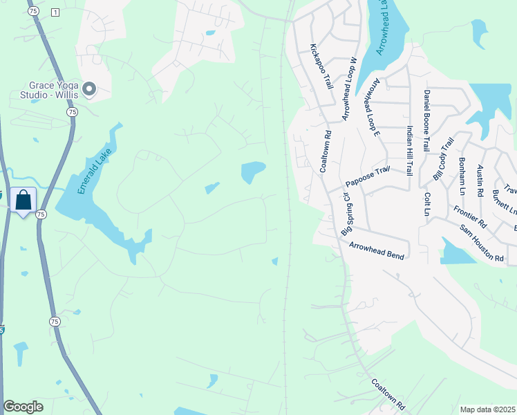 map of restaurants, bars, coffee shops, grocery stores, and more near 1689 Opal Trail in Willis
