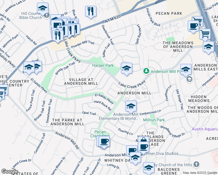 map of restaurants, bars, coffee shops, grocery stores, and more near 1082 Verbena Drive in Austin