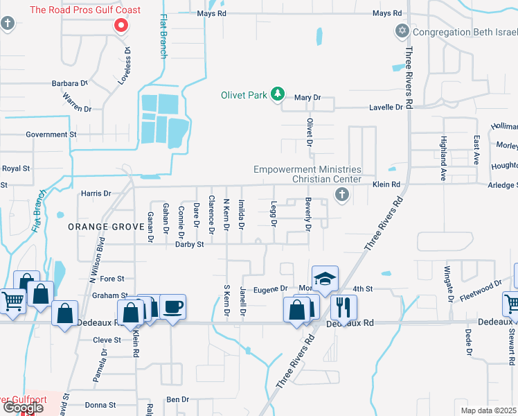 map of restaurants, bars, coffee shops, grocery stores, and more near 116 Arthur Court in Gulfport