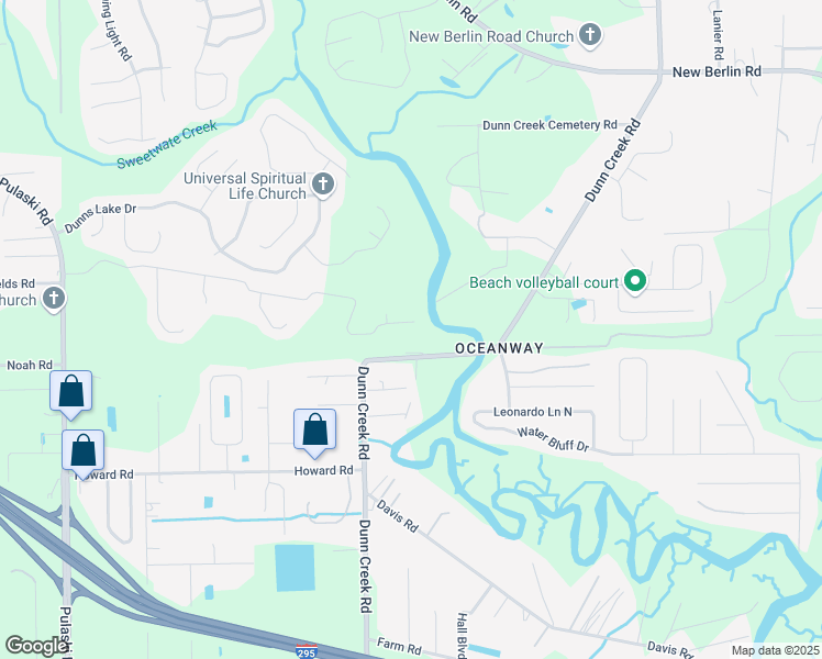 map of restaurants, bars, coffee shops, grocery stores, and more near 1606 Creek Point Boulevard in Jacksonville