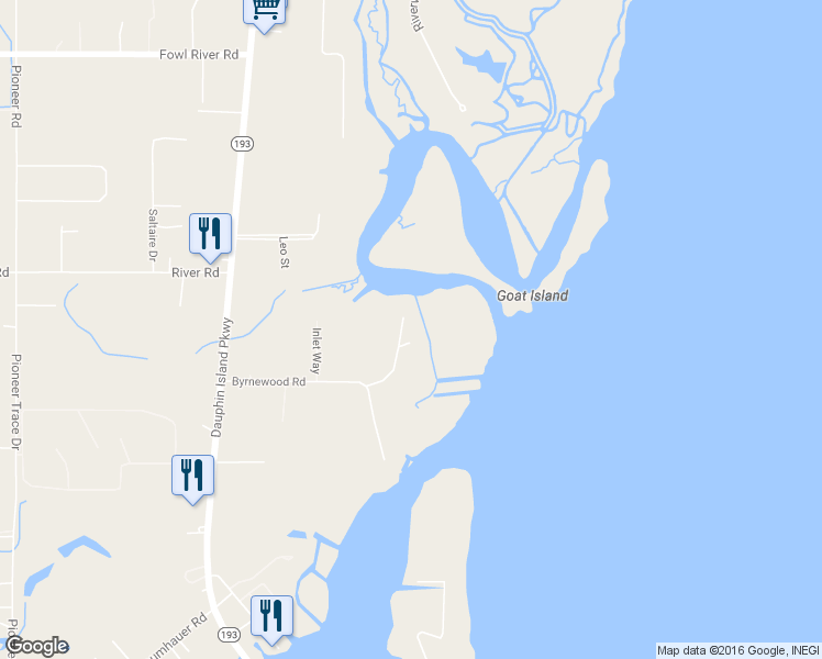 map of restaurants, bars, coffee shops, grocery stores, and more near 11285 East Point Road in Theodore