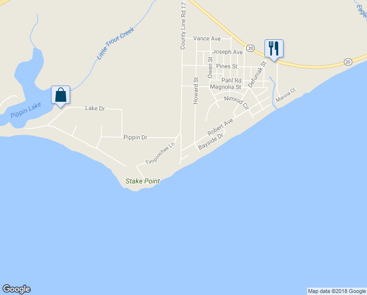 map of restaurants, bars, coffee shops, grocery stores, and more near 743 County Line Road in Niceville