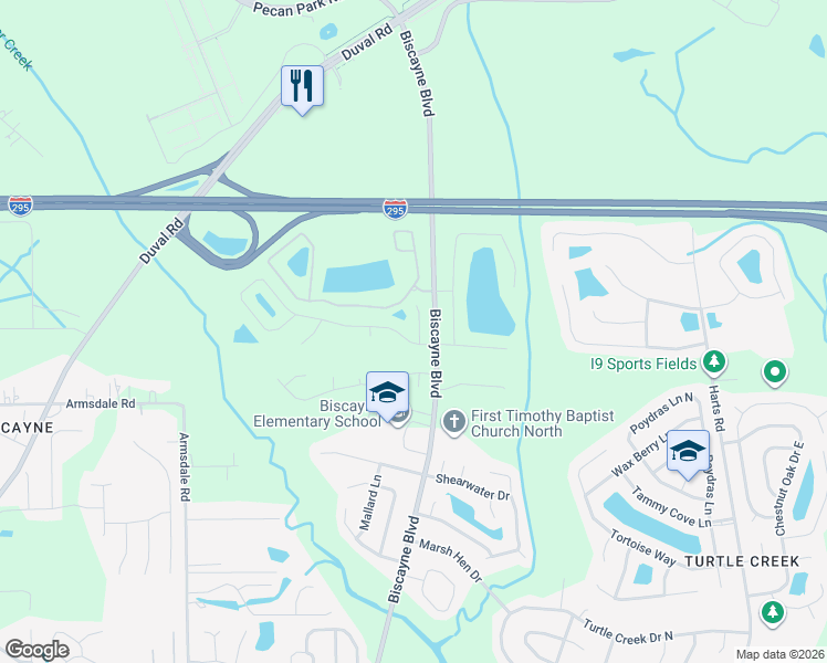 map of restaurants, bars, coffee shops, grocery stores, and more near 12314 Mangrove Forest Court in Jacksonville