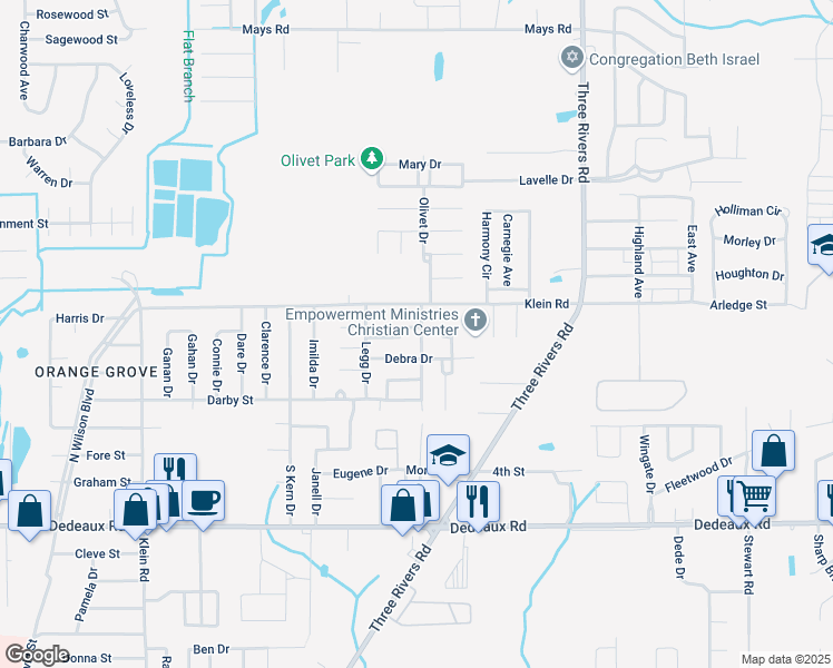map of restaurants, bars, coffee shops, grocery stores, and more near 807 Beverly Drive in Gulfport