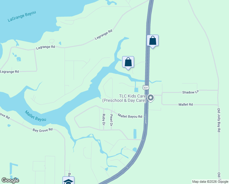 map of restaurants, bars, coffee shops, grocery stores, and more near 200 Bayou Circle in Freeport