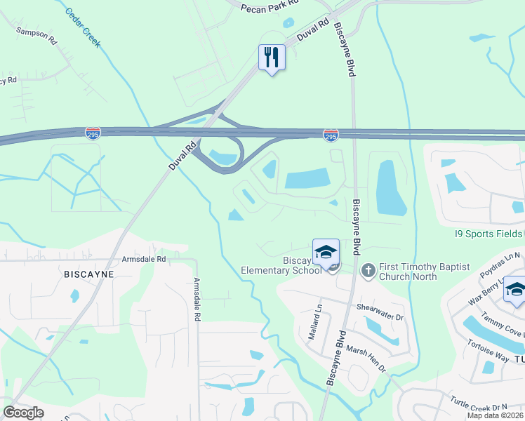 map of restaurants, bars, coffee shops, grocery stores, and more near 1891 Biscayne Bay Circle in Jacksonville