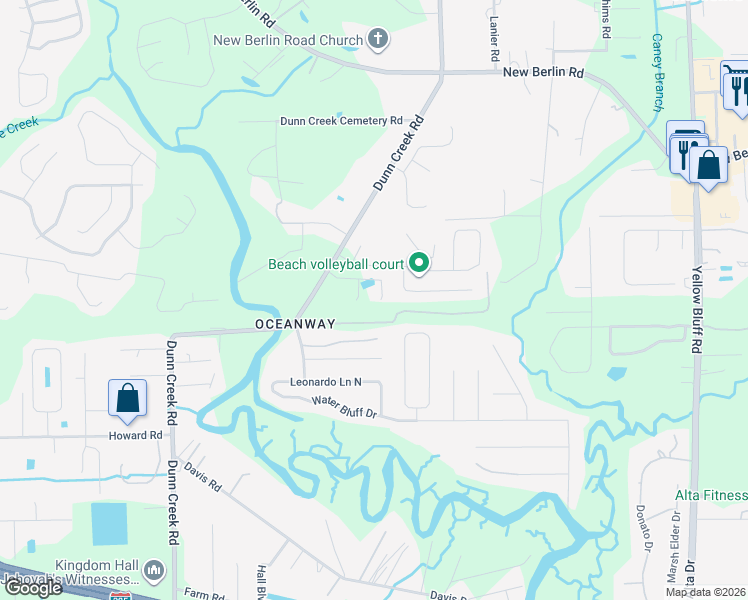 map of restaurants, bars, coffee shops, grocery stores, and more near 2434 Carters Paddock Road in Jacksonville