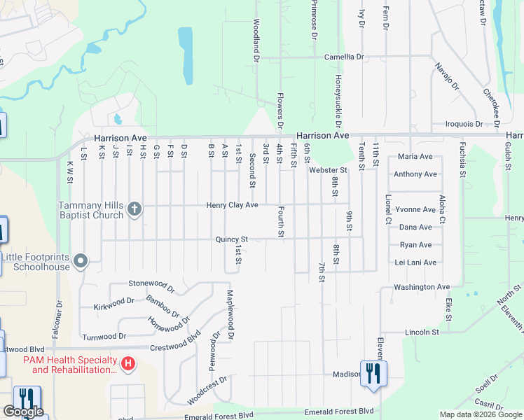 map of restaurants, bars, coffee shops, grocery stores, and more near 20308 Henry Clay Avenue in Covington