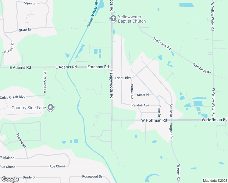 map of restaurants, bars, coffee shops, grocery stores, and more near 41130 Happywoods Road in Hammond