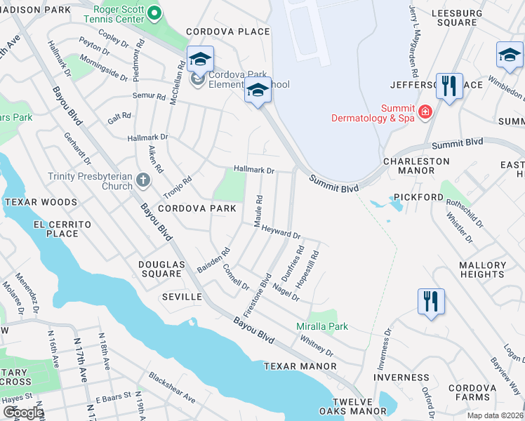 map of restaurants, bars, coffee shops, grocery stores, and more near 3725 Bonner Road in Pensacola