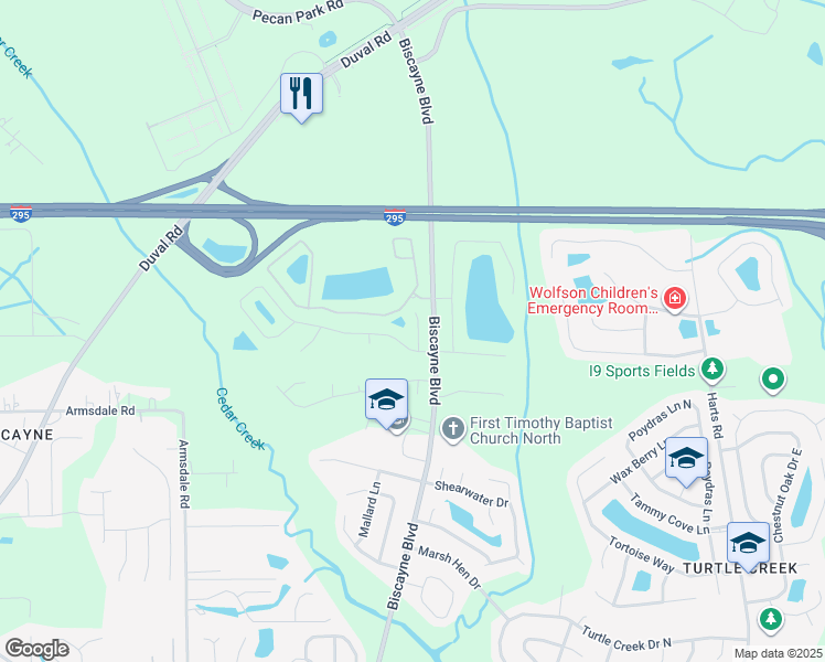 map of restaurants, bars, coffee shops, grocery stores, and more near 12330 Mangrove Forest Court in Jacksonville