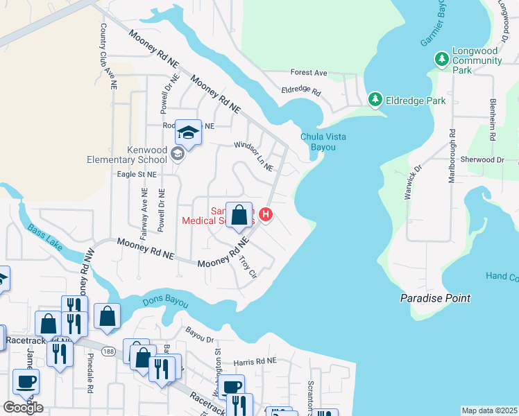 map of restaurants, bars, coffee shops, grocery stores, and more near 1 Stafford Circle Northeast in Fort Walton Beach