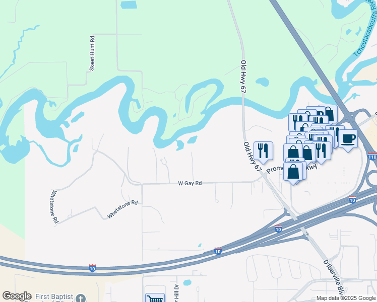 map of restaurants, bars, coffee shops, grocery stores, and more near 11485 Road 122 in D'Iberville