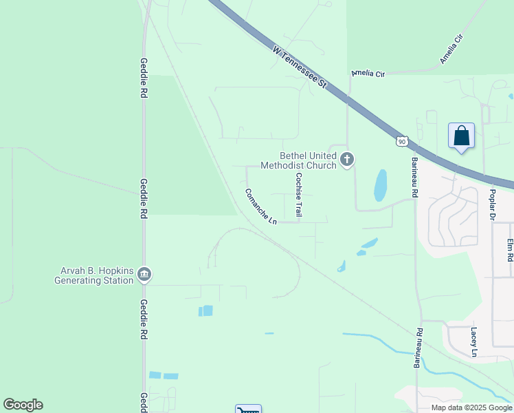 map of restaurants, bars, coffee shops, grocery stores, and more near 1359 Comanche Lane in Tallahassee