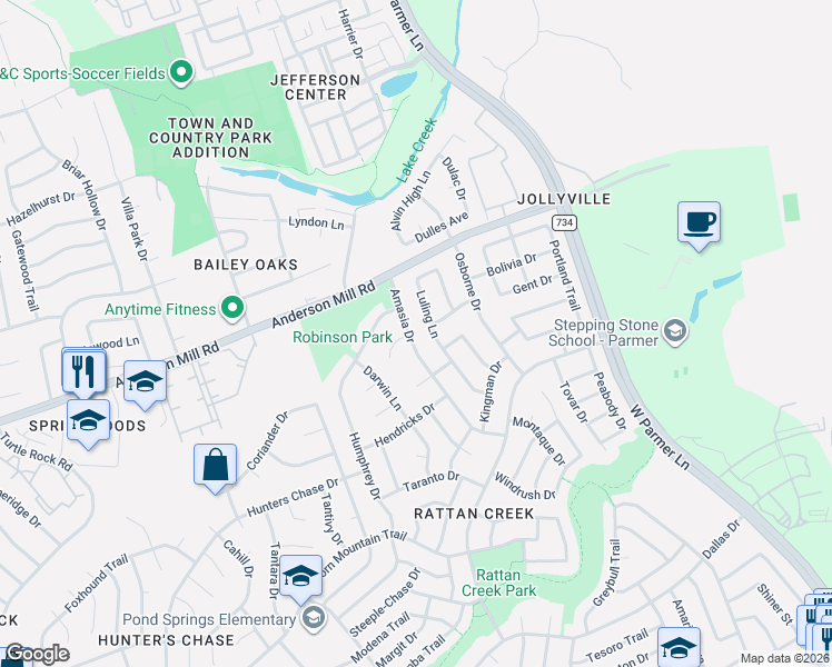map of restaurants, bars, coffee shops, grocery stores, and more near 8021 Luling Lane in Austin
