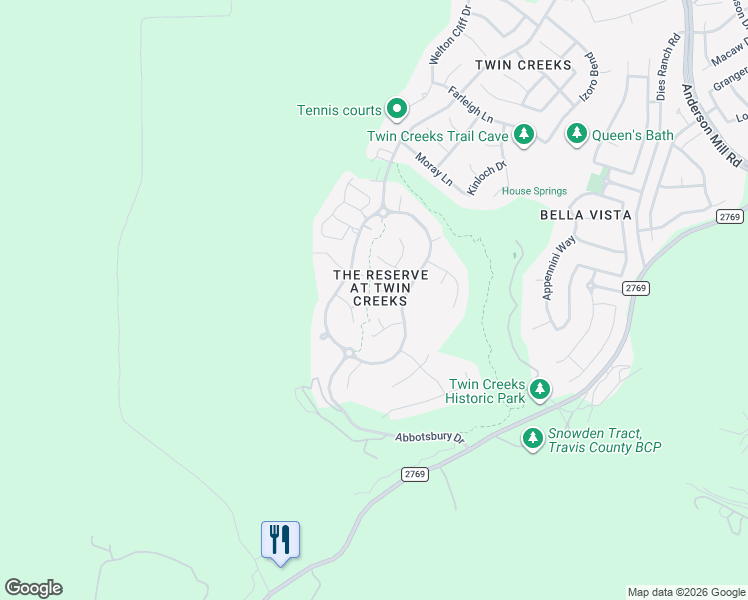 map of restaurants, bars, coffee shops, grocery stores, and more near 3210 Rocky Top Lane in Cedar Park