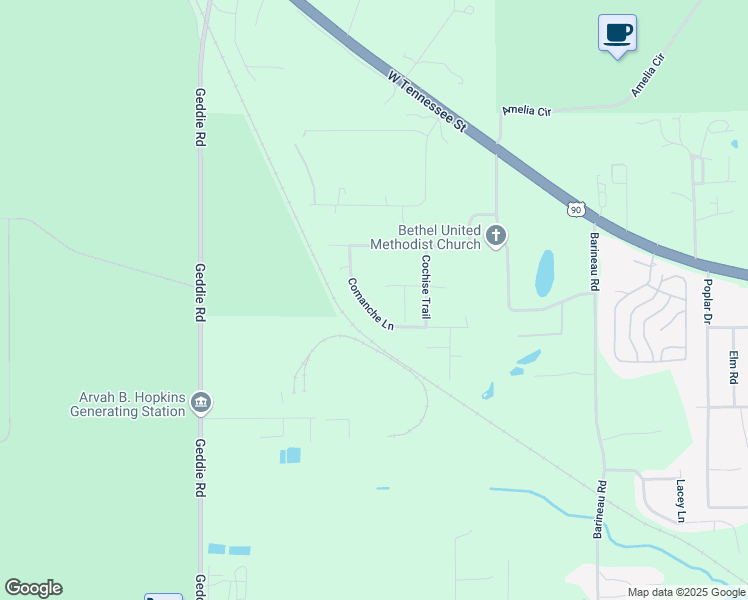 map of restaurants, bars, coffee shops, grocery stores, and more near 1359 Comanche Lane in Tallahassee