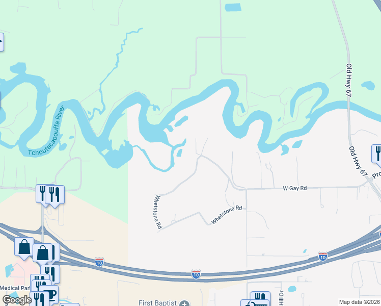 map of restaurants, bars, coffee shops, grocery stores, and more near 5523 Whetstone Road in Biloxi