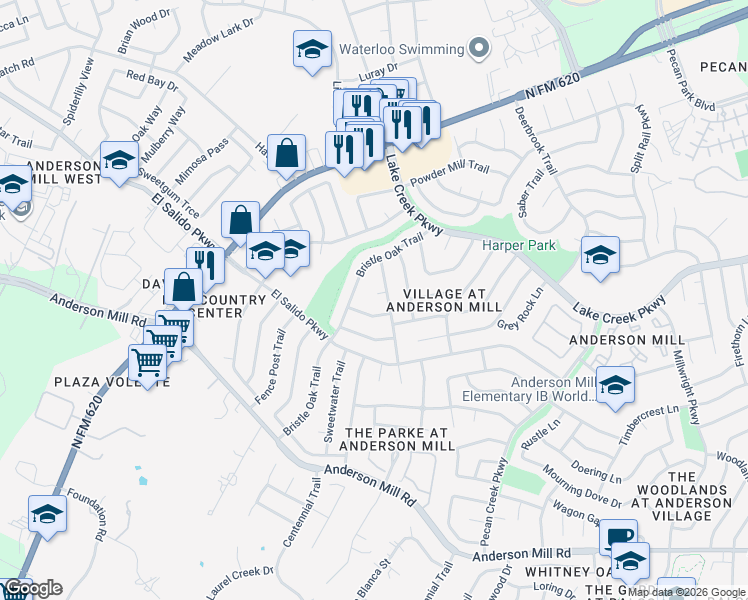 map of restaurants, bars, coffee shops, grocery stores, and more near 11305 Songbird Cove in Austin