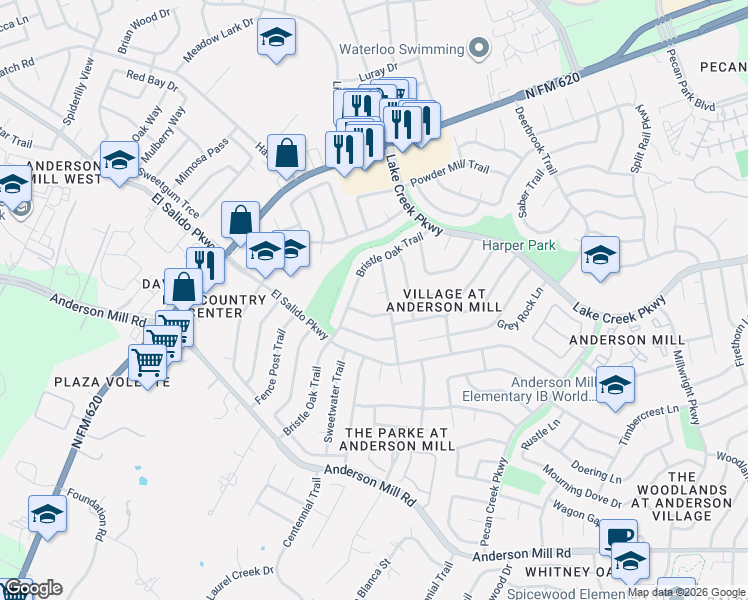 map of restaurants, bars, coffee shops, grocery stores, and more near 11304 Prairie Dog Trail in Austin