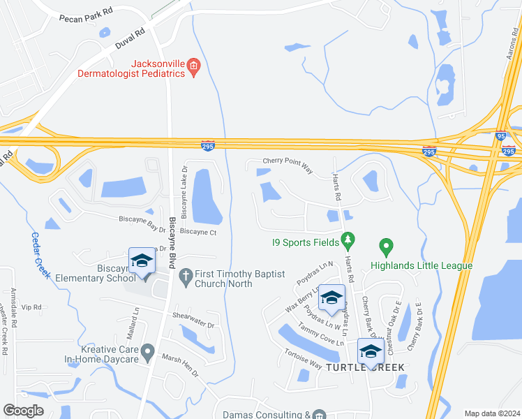 map of restaurants, bars, coffee shops, grocery stores, and more near 991 Ashton Cove Terrace in Jacksonville