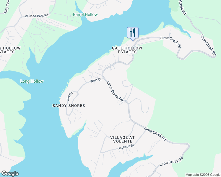 map of restaurants, bars, coffee shops, grocery stores, and more near 8316 Lime Creek Road in Volente