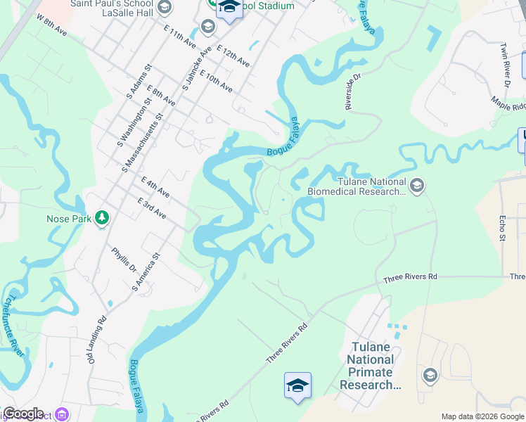 map of restaurants, bars, coffee shops, grocery stores, and more near 70475 Riverside Drive in Covington