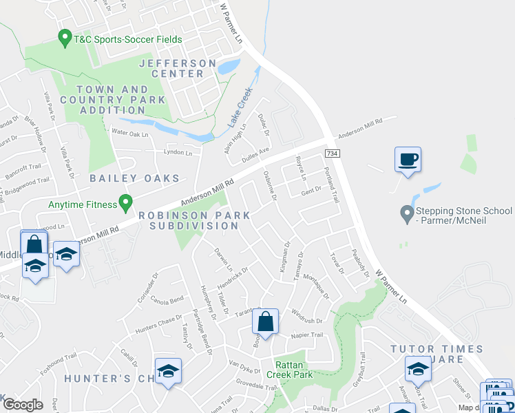 map of restaurants, bars, coffee shops, grocery stores, and more near 8252 Luling Lane in Austin