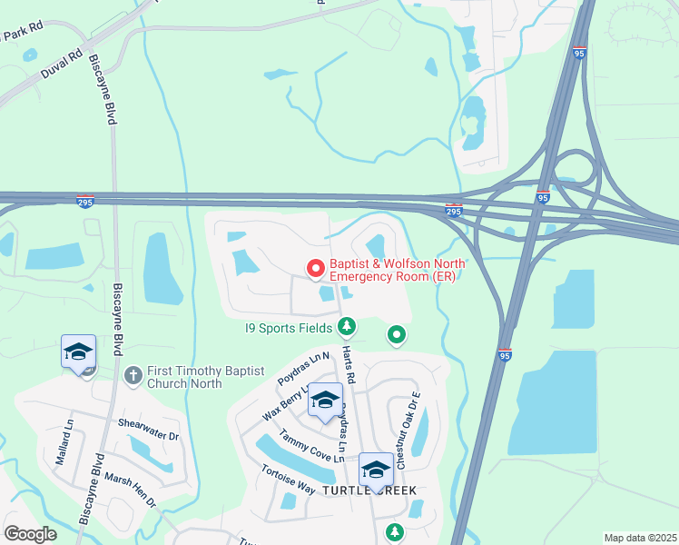map of restaurants, bars, coffee shops, grocery stores, and more near 12255 Harts Road in Jacksonville