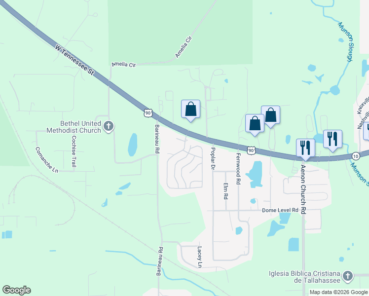 map of restaurants, bars, coffee shops, grocery stores, and more near 361 Bayhead Drive in Tallahassee