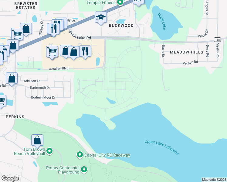 map of restaurants, bars, coffee shops, grocery stores, and more near Unnamed Road in Tallahassee