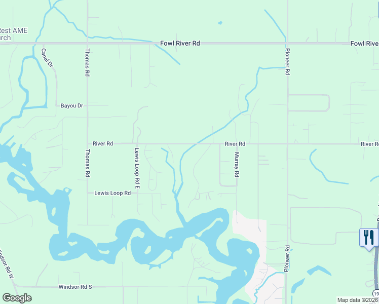 map of restaurants, bars, coffee shops, grocery stores, and more near 3703 River Road in Theodore