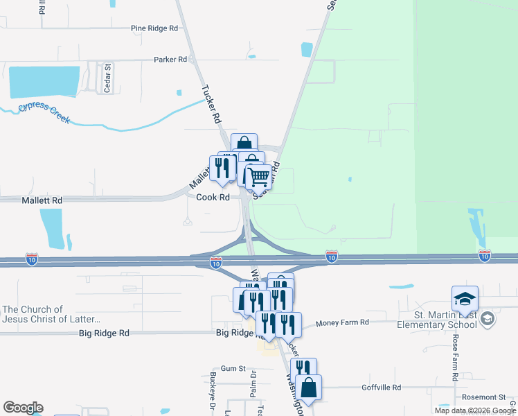 map of restaurants, bars, coffee shops, grocery stores, and more near 14000 Wilfred Seymour Road in Ocean Springs