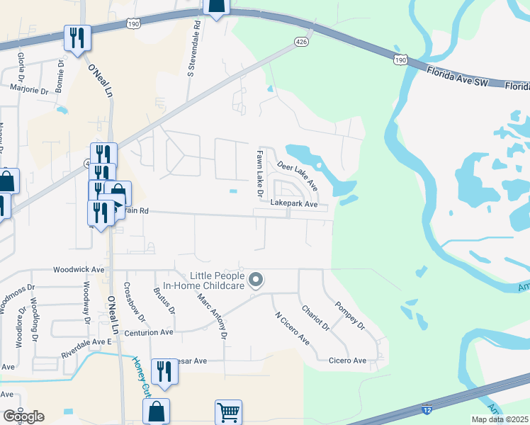 map of restaurants, bars, coffee shops, grocery stores, and more near 17041 Strain Road in Baton Rouge