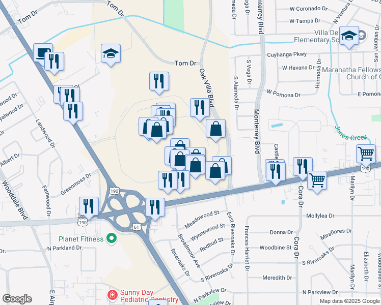 map of restaurants, bars, coffee shops, grocery stores, and more near 9001 Cortana Place in Baton Rouge