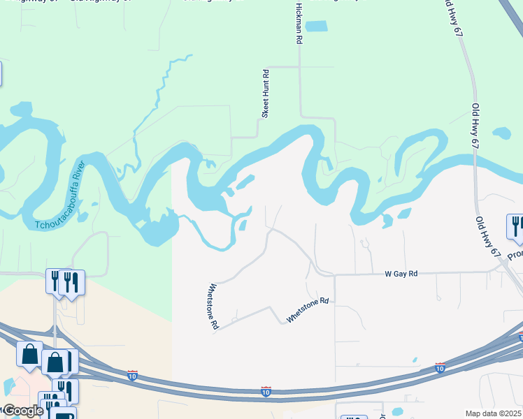 map of restaurants, bars, coffee shops, grocery stores, and more near 5529 Whetstone Road in Biloxi