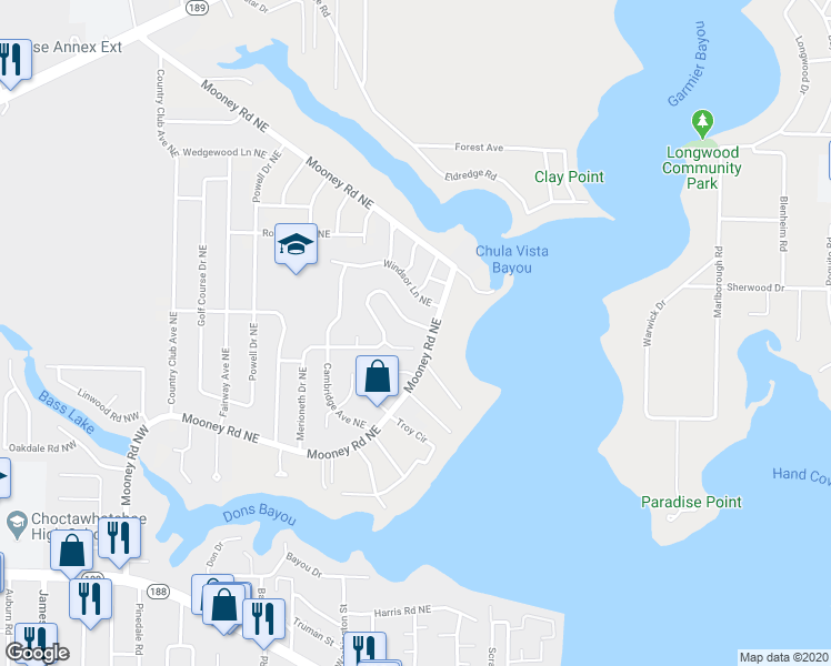 map of restaurants, bars, coffee shops, grocery stores, and more near 678 Merioneth Drive Northeast in Ft Walton Bch