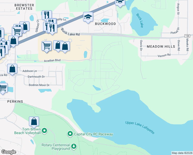 map of restaurants, bars, coffee shops, grocery stores, and more near Unnamed Road in Tallahassee