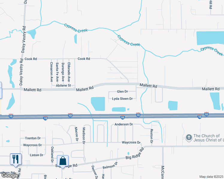 map of restaurants, bars, coffee shops, grocery stores, and more near 15616 Glen Dr in Biloxi