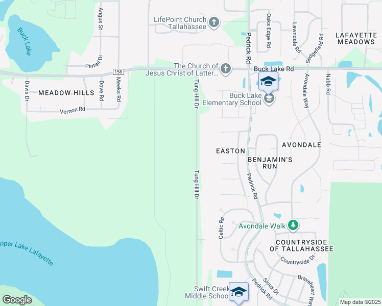 map of restaurants, bars, coffee shops, grocery stores, and more near 1204 Tung Hill Drive in Tallahassee
