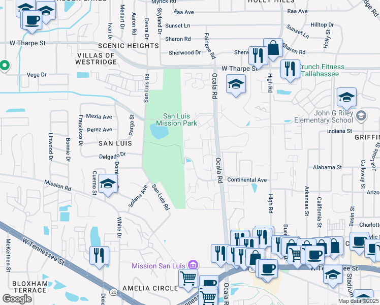 map of restaurants, bars, coffee shops, grocery stores, and more near 2549 Rumba Court in Tallahassee