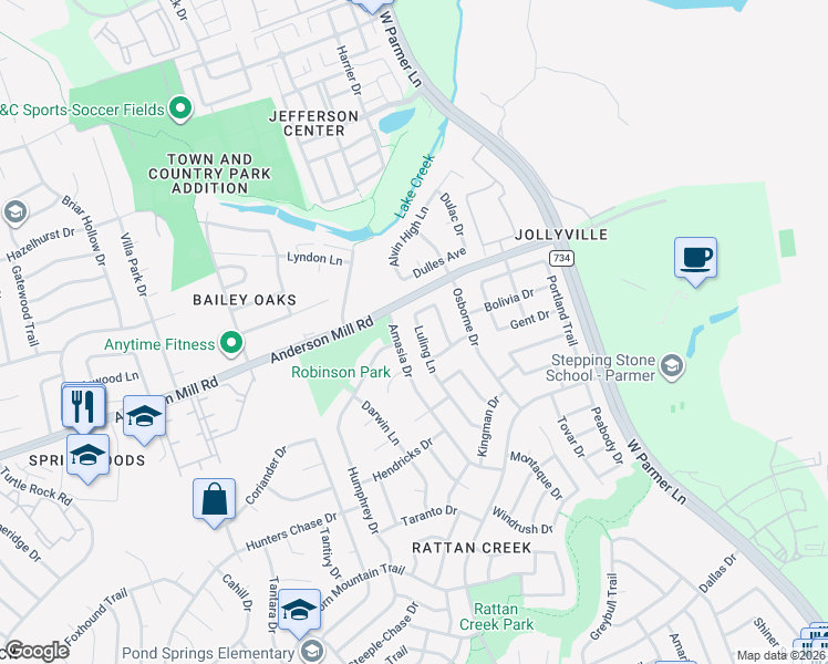 map of restaurants, bars, coffee shops, grocery stores, and more near 8236 Luling Lane in Austin