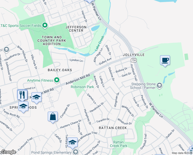 map of restaurants, bars, coffee shops, grocery stores, and more near 13379 Amasia Drive in Austin