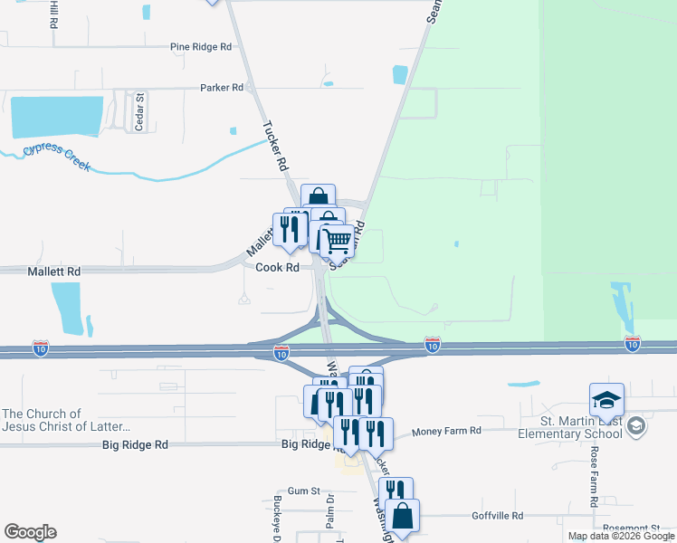 map of restaurants, bars, coffee shops, grocery stores, and more near 14000 Wilfred Seymour Road in Ocean Springs